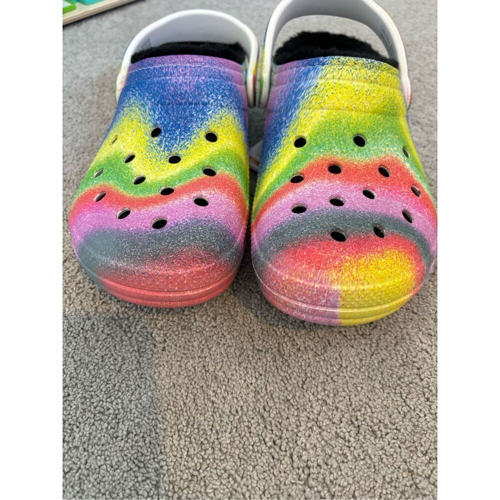 NWT Crocs Classic Lined Spray Dye Clog (208045) - White/Multi, $70 - Picture 5 of 7